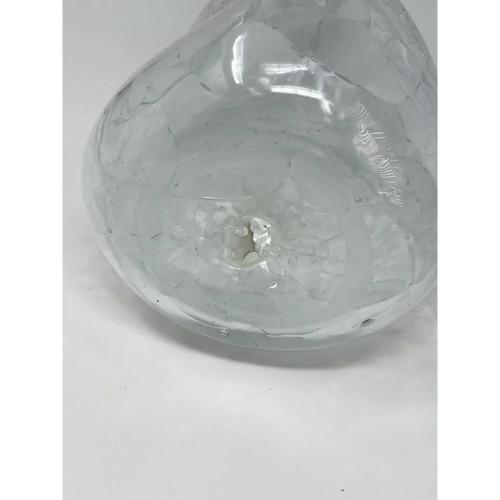 MCM Vintage Blenko #49 Clear Crackle Pinched Glass Decanter **No Stopper**